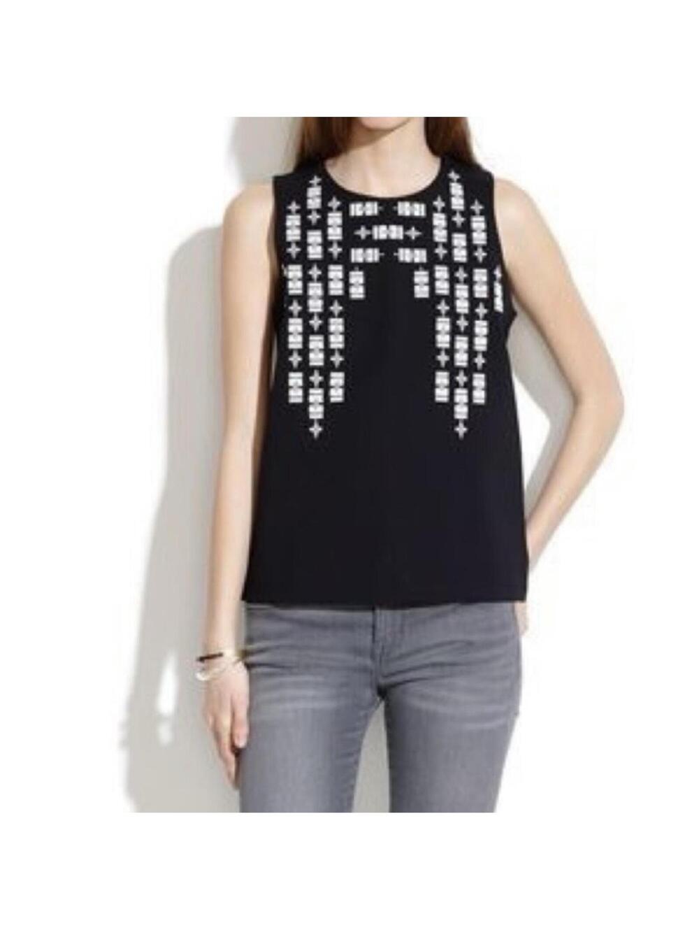 MADEWELL Women’s Vintage Stitch Frame Sleeveless Ponte Top in Black-Size XS
